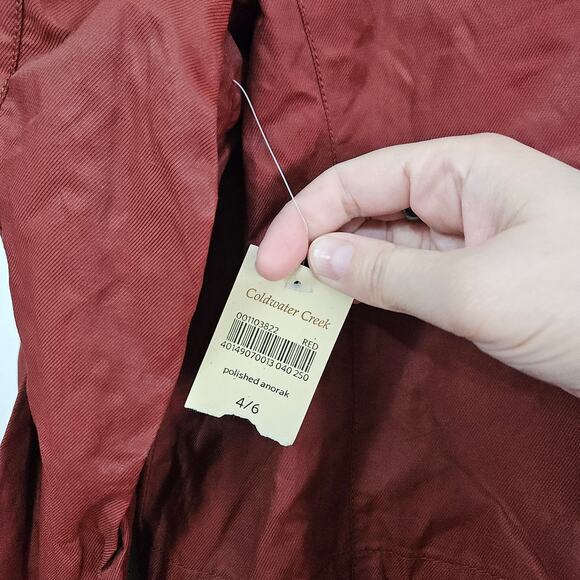 NWT Coldwater Creek Womens Anorak Zip Raincoat Jacket Coat Sz Small 4/6 Burgundy - Picture 9 of 11